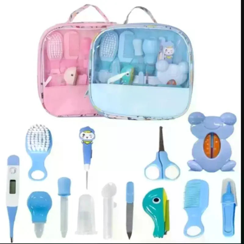 Conjunto de bolsa de cuidados para bebê com treze peças e vinte peças, cortador de unhas e aspirador nasal, limpeza diária do bebê.