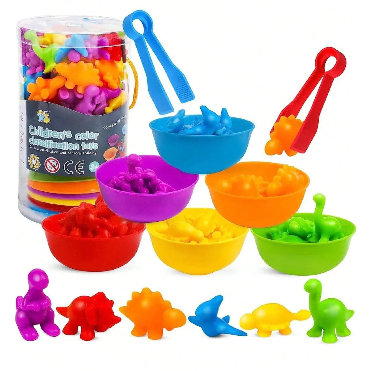 Kit Sensorial Infantil com Pompons Arco-Íris – Brinquedo Educativo para Contar, Separar Cores e Desenvolver a Coordenação Motora