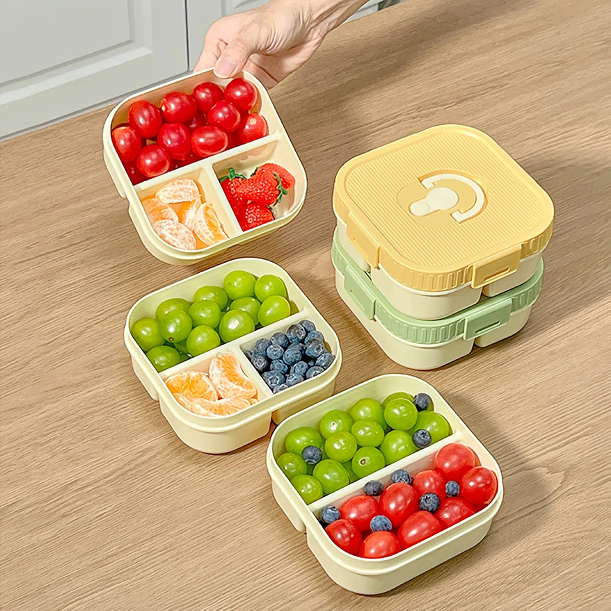Marmita Portátil WORTHBUY com Divisórias – Caixa Bento Hermética para Micro-ondas, À Prova de Vazamentos, Ideal para Crianças, Estudantes e Trabalho.