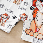 Macacão de bebê para meninos e meninas de 0-18 meses, manga curta, estampa fofa de leão. Com design simulando duas peças, roupas de bebê.