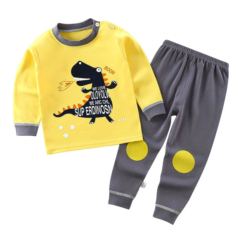Pijama Infantil Cartoon de Algodão – Conjunto Quentinho e Confortável para Meninos e Meninas