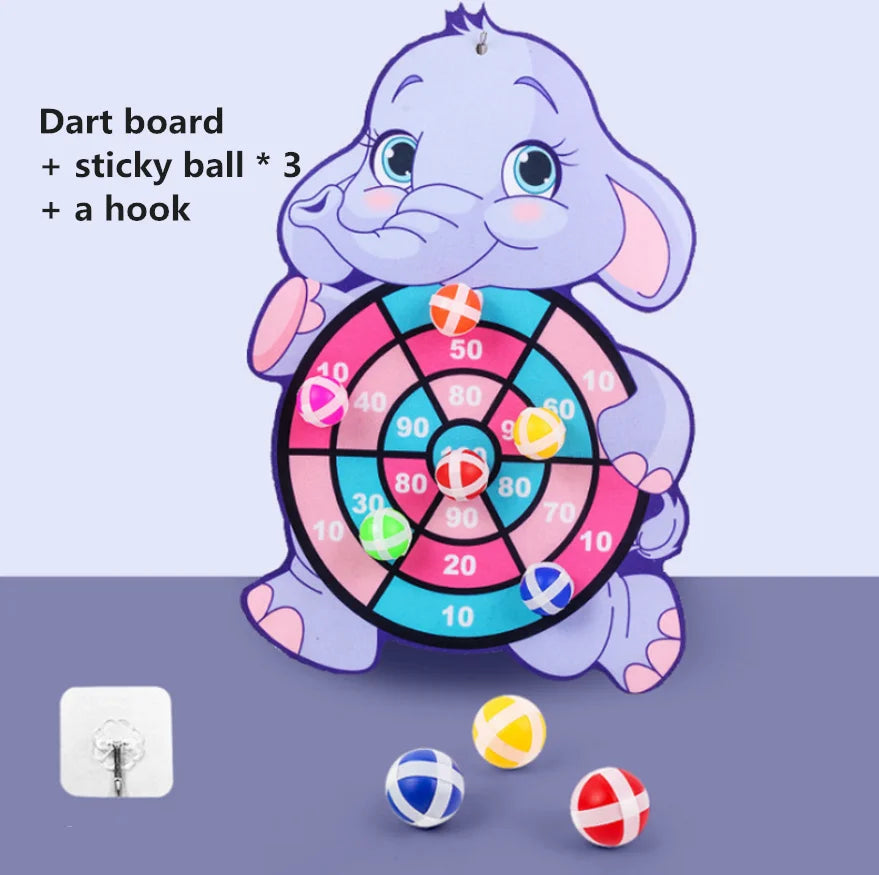 Jogo de Dardos de Animais de Desenho Animado Bola Adesiva. Brinquedo Educativo para Bebês.