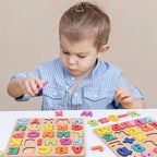 Quebra-cabeça de Madeira com Letras, Números e Formas para Bebês. Quebra-cabeça 3D. Brinquedos Educativos para Crianças.