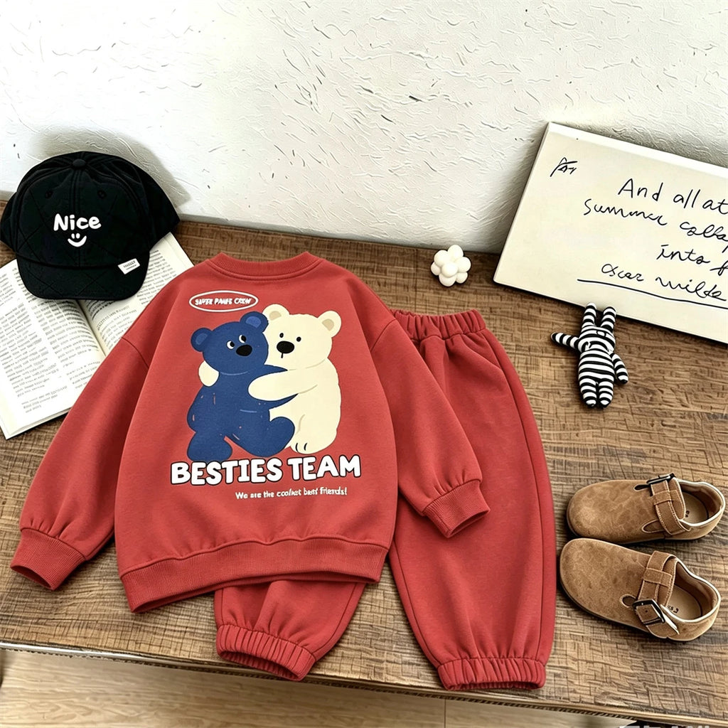 Roupa Infantil Estampada para Crianças de 2 a 6 Anos. Moletom + Calça Primavera Outono. Conjunto de Manga Longa. Roupas Externas. Novo Conjunto de Moletom Fofo.