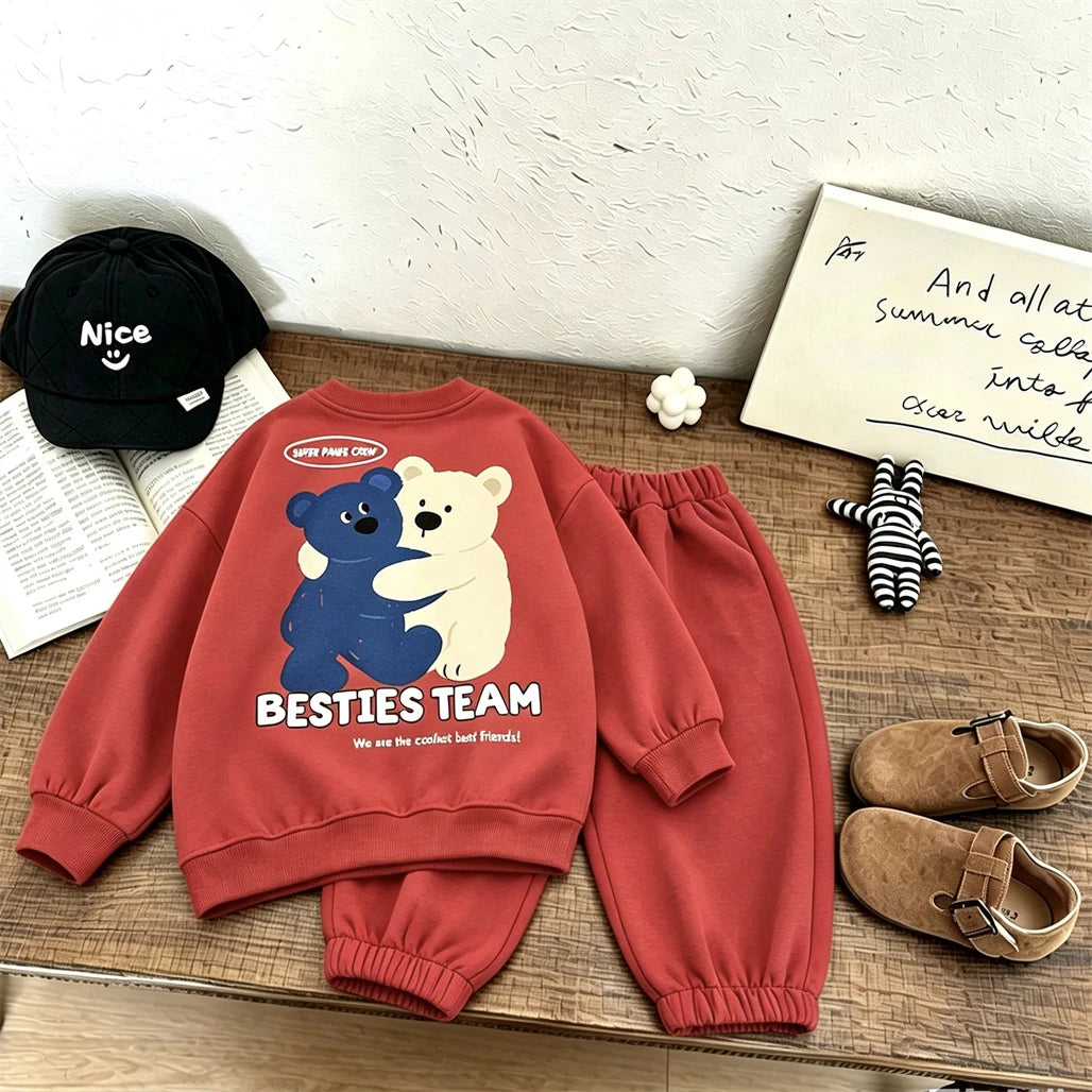 Roupa Infantil Estampada para Crianças de 2 a 6 Anos. Moletom + Calça Primavera Outono. Conjunto de Manga Longa. Roupas Externas. Novo Conjunto de Moletom Fofo.