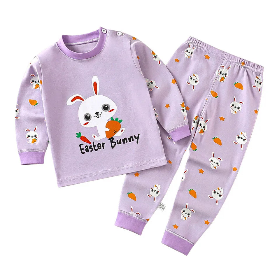 Pijama Infantil Cartoon de Algodão – Conjunto Quentinho e Confortável para Meninos e Meninas