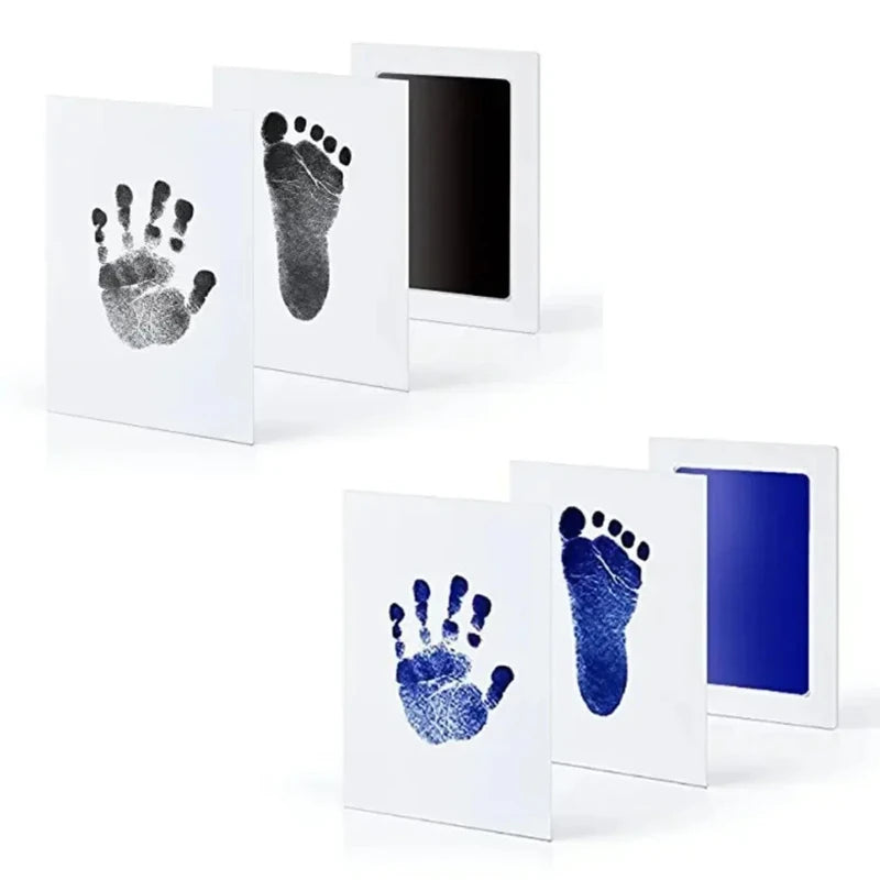 Kit de Lembrança para Bebê Recém-Nascido | Pegadas e Mãozinhas com Almofada de Tinta Segura