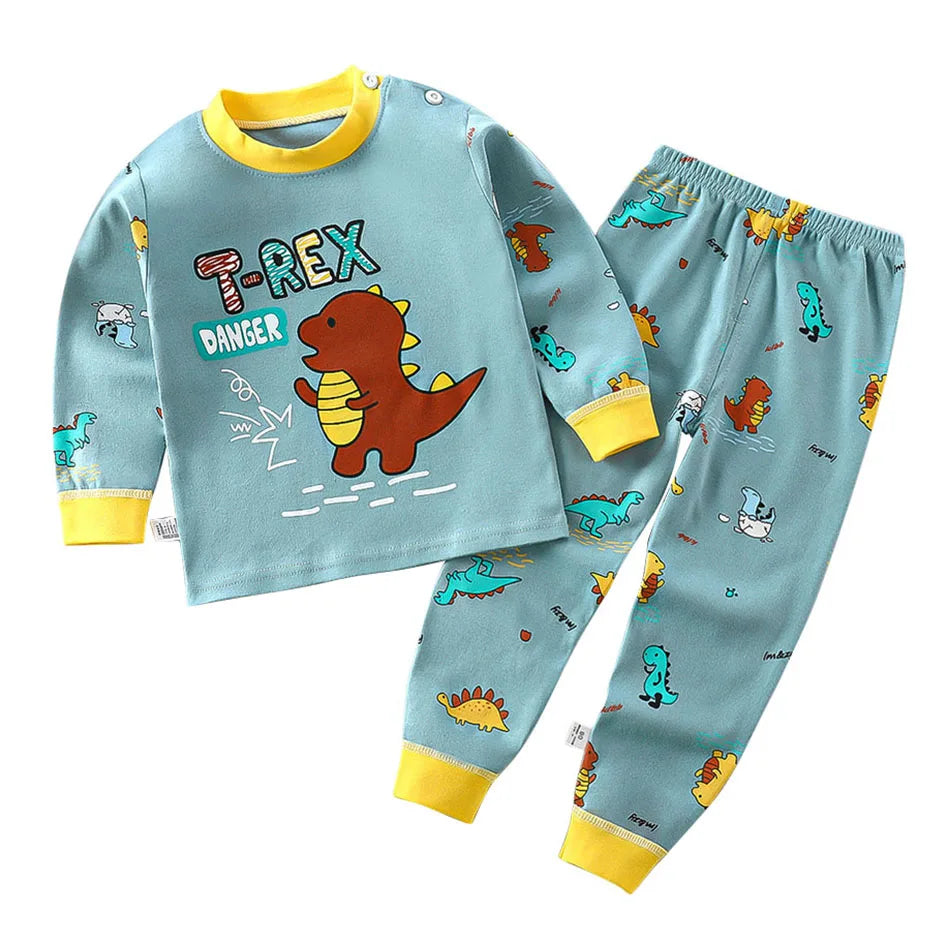 Pijama Infantil Cartoon de Algodão – Conjunto Quentinho e Confortável para Meninos e Meninas