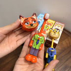 Escova de Dentes Infantil Disney Zootopia Nick & Judy Ajustável com Cerdas Macias Transformável