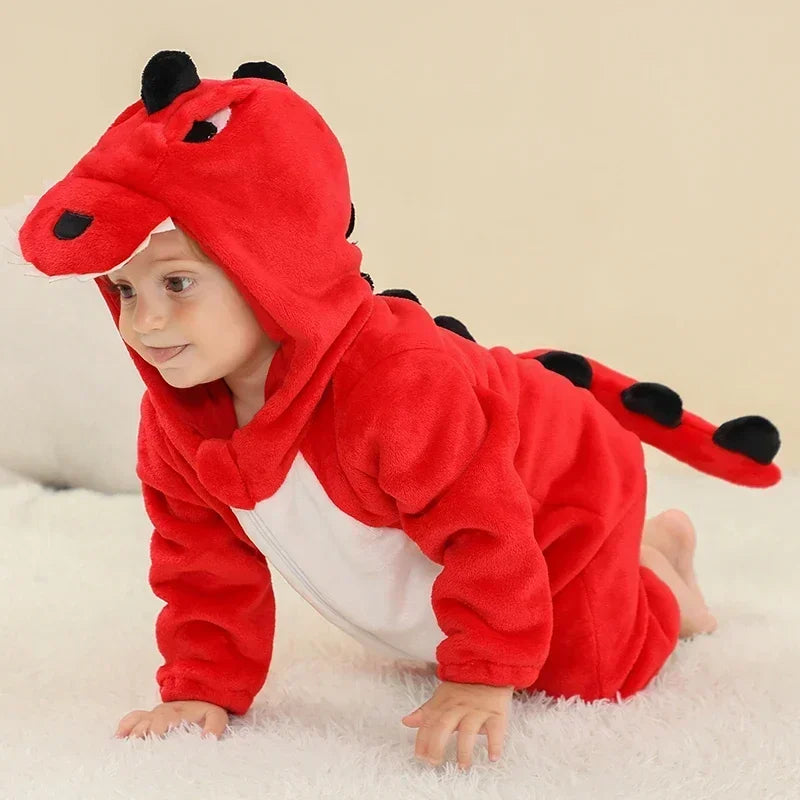 Macacão de Bebê (Inverno ) em Flanela para Menina e Menino. Macacão Infantil com Animais: Panda, Tigre, Leão, Unicórnio, Roupas de Bebê.