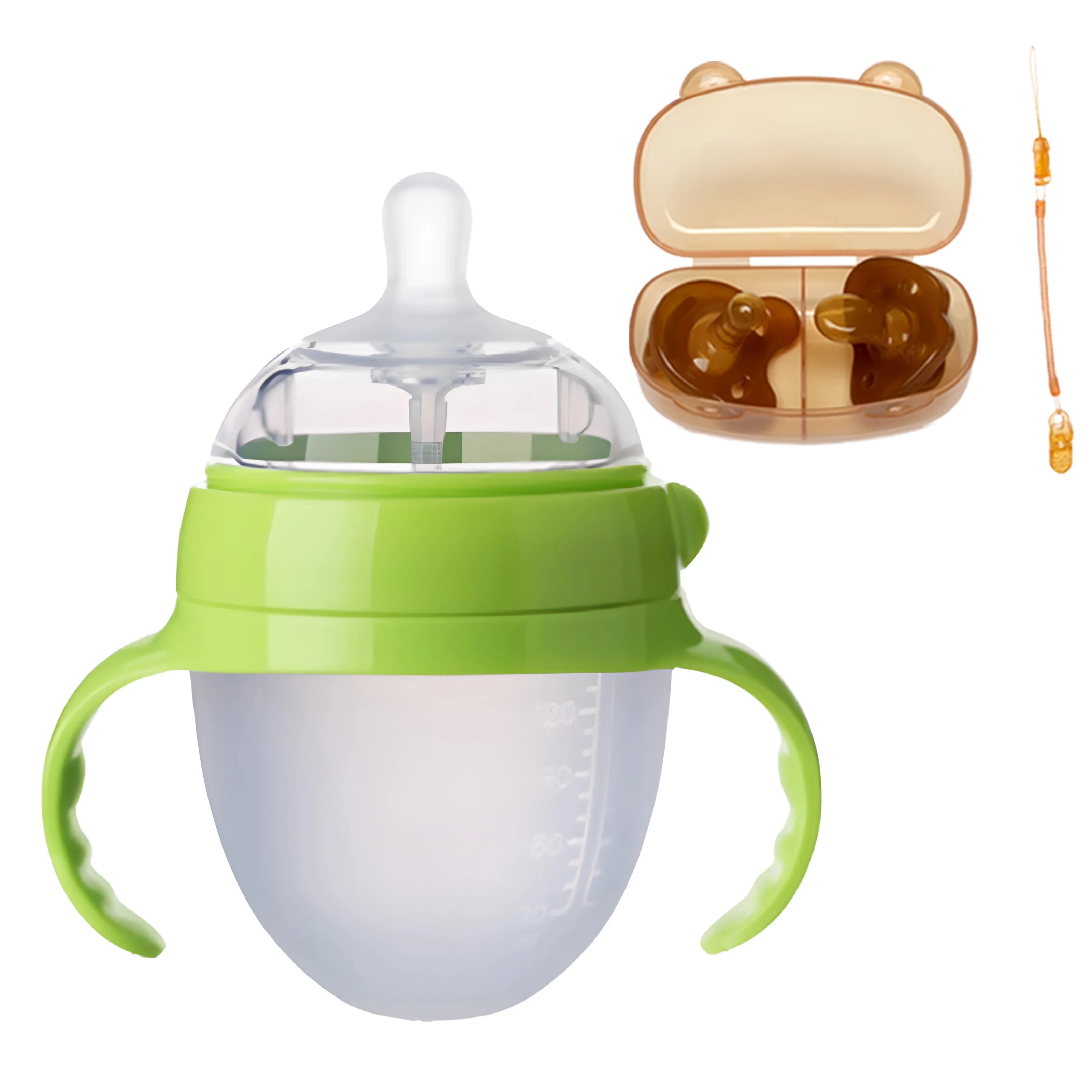 Mamadeira de Silicone com Alça para Bebê – Ideal para Desmame, com Bico Anti-Asfixia e Design Ergonômico