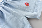 Conjunto de 2 peças para crianças: Camisa Polo de Alta Qualidade para meninos + Bonito Shorts Jeans, roupas infantis.